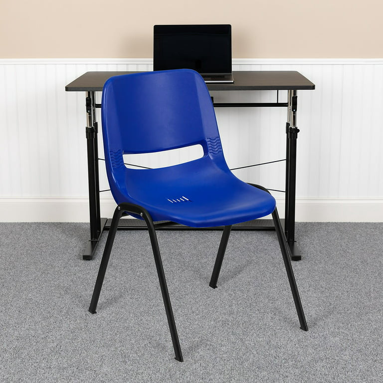 5 Pack Multipurpose Chair, Stackable Design With Plastic Seat & Back, Blue