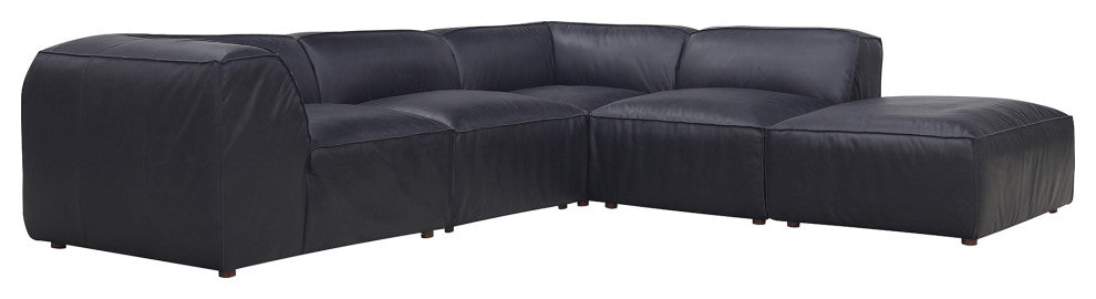 Form Classic L Modular Sectional Vantage Black Leather, Black