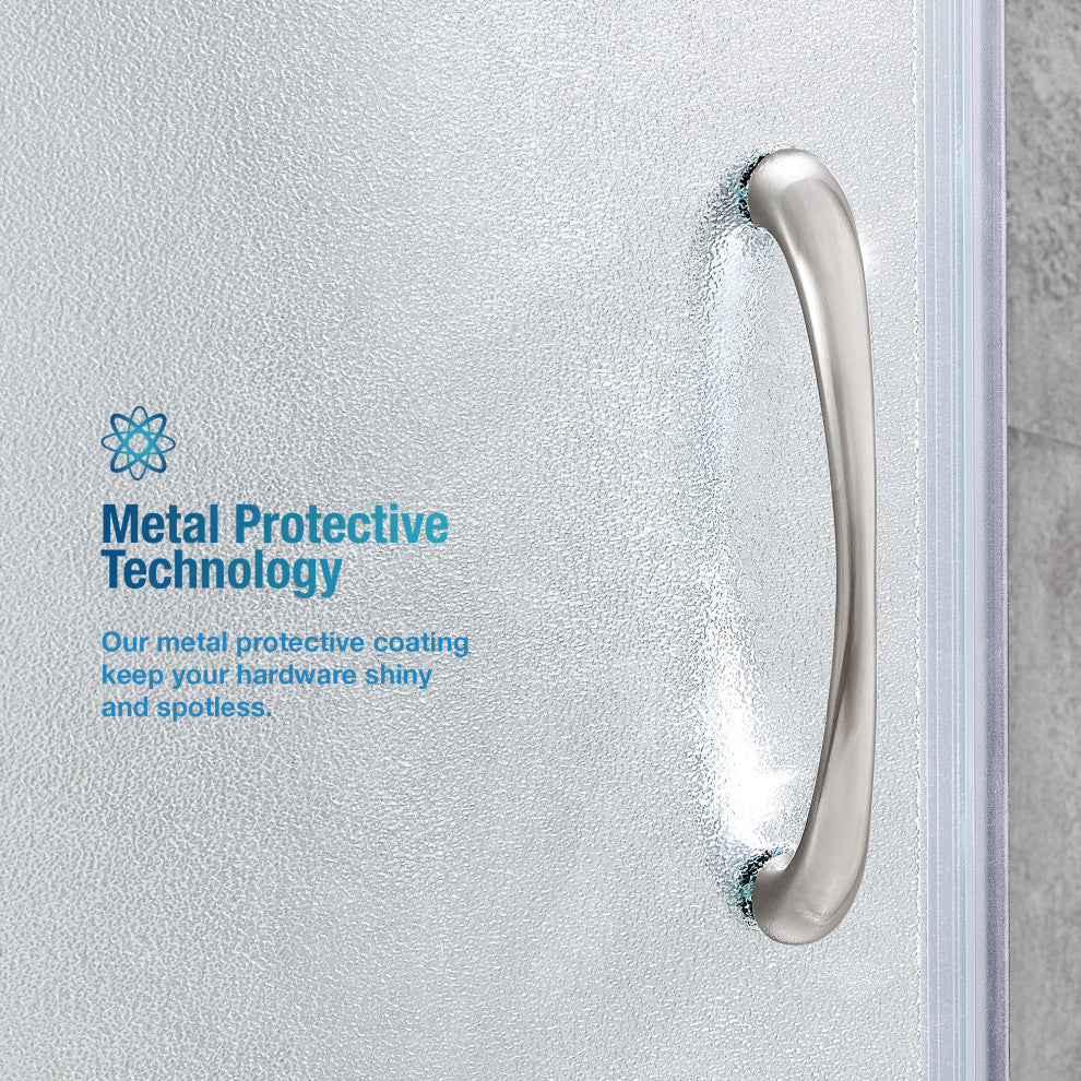 Ove Decors Breeze Shower Kit, Frosted Panels and Base, Satin Nickel, 36"