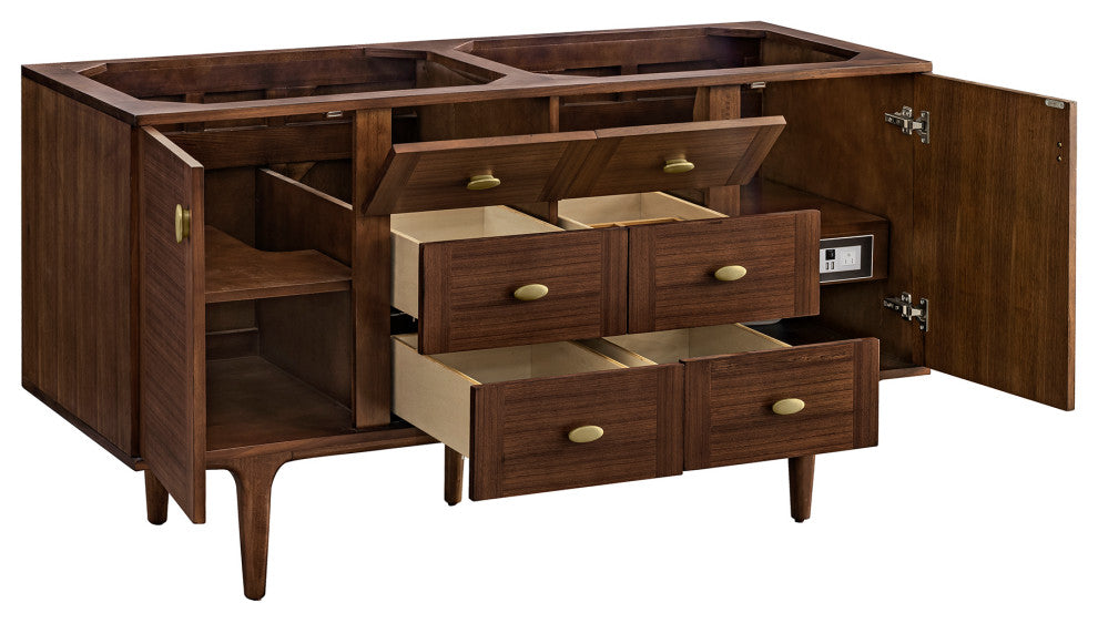 Amberly 30" Single Vanity, Mid-Century Walnut, 60", No Top