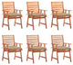 vidaXL Outdoor Dining Chairs, Set of 6, With Cushions Solid Acacia Wood