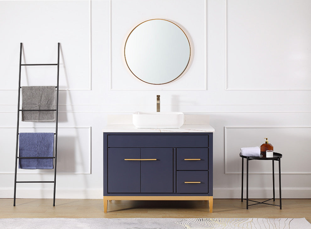 42" Tennant Brand Modern Style Navy Blue Beatrice Vessel Sink Bathroom Vanity