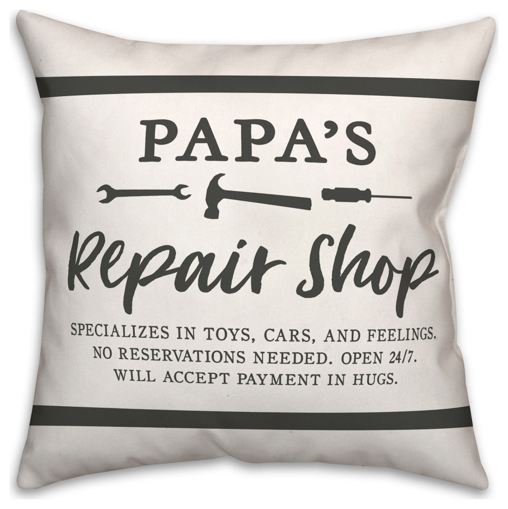 Papa Repair Shop 18x18 Spun Poly Pillow