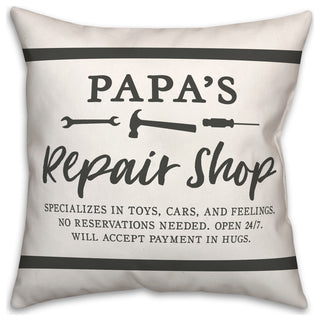 Papa Repair Shop 18x18 Spun Poly Pillow