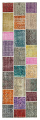 Rug N Carpet - Handwoven Turkish 3' 0" x 9' 10" Small Patchwork Runner Rug