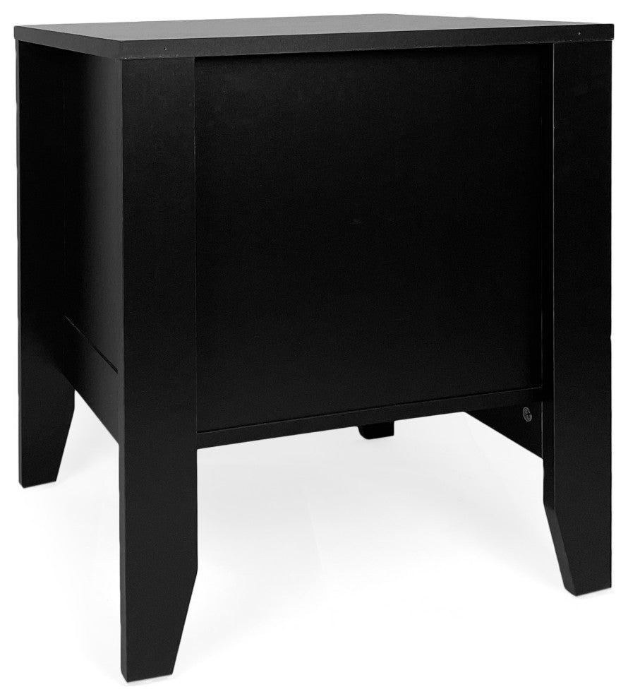 Cleary Contemporary Faux Wood Nightstand With Drawer, Black