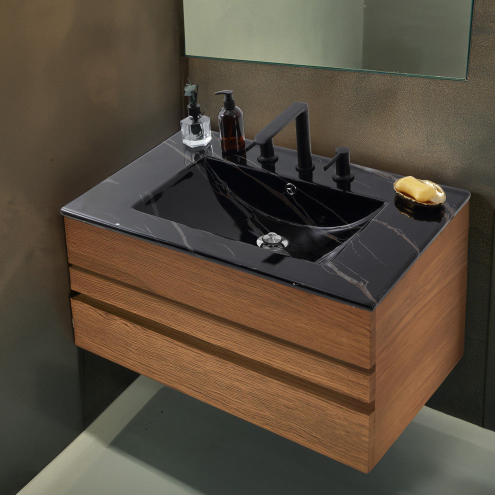Ancillary 3-Hole Contemporary Rectangular Ceramic Single Sink Basin Vanity Top