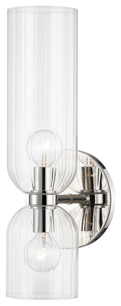 Sayville 2-Light Wall Sconce Polished Nickel Finish Clear Glass