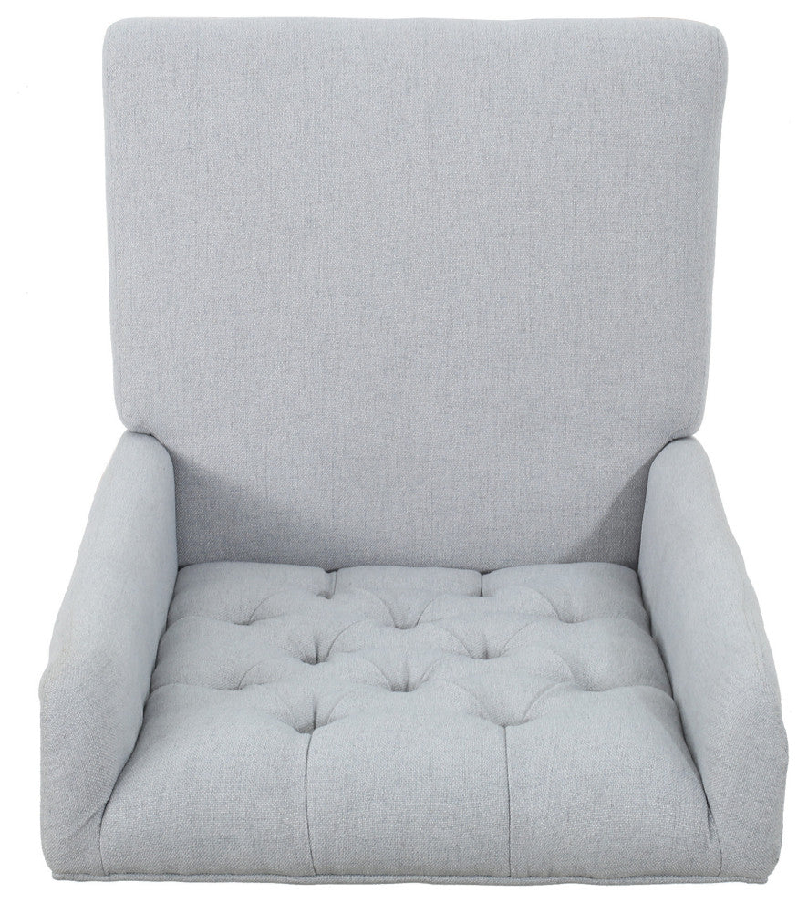 GDF Studio Blaine Tufted Wing Back Dining Chairs, Set of 2, Light Gray, Fabric