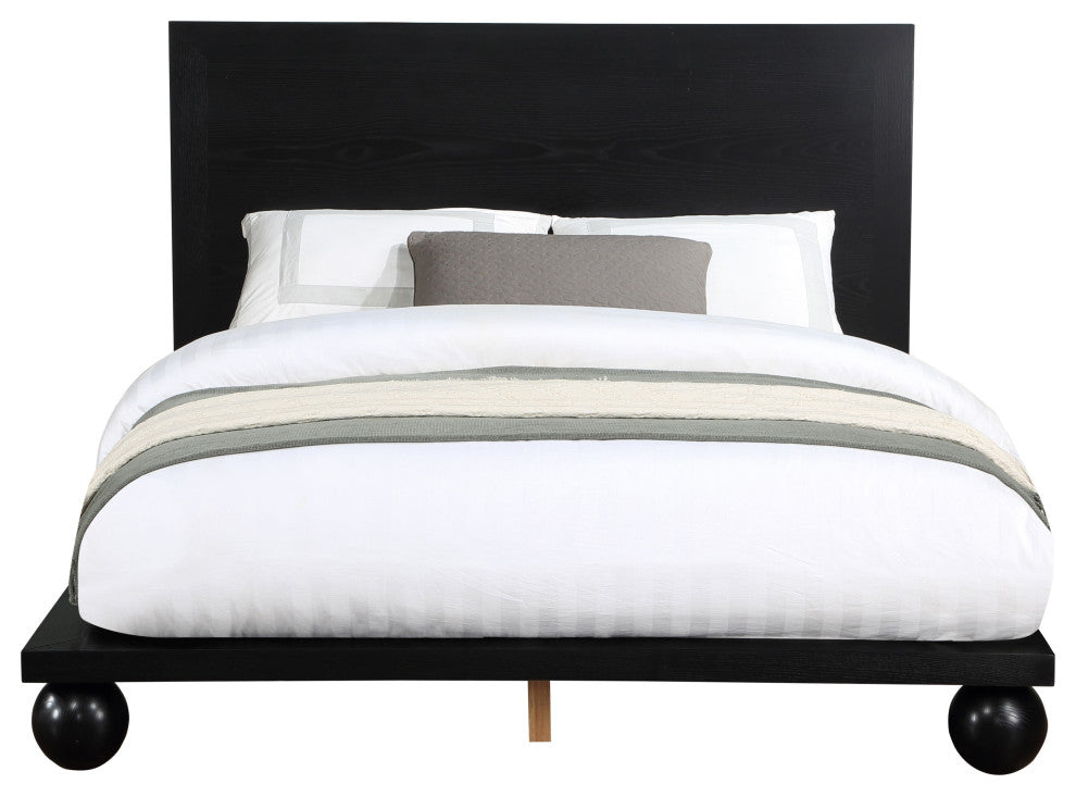 Kent Solid Ash Wood Bed, Black, King