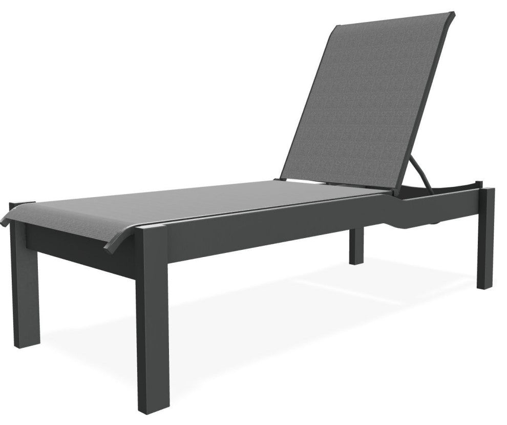 Leeward Sling Stackable Outdoor Chaise Lounge, Titanium/Graphite
