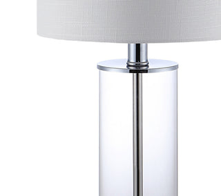 Abner Glass Modern Contemporary USB Charging LED Table Lamp, Chrome/Clear
