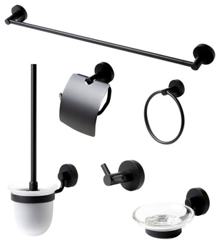 Black Matte 6 Piece Bath Accessory Set