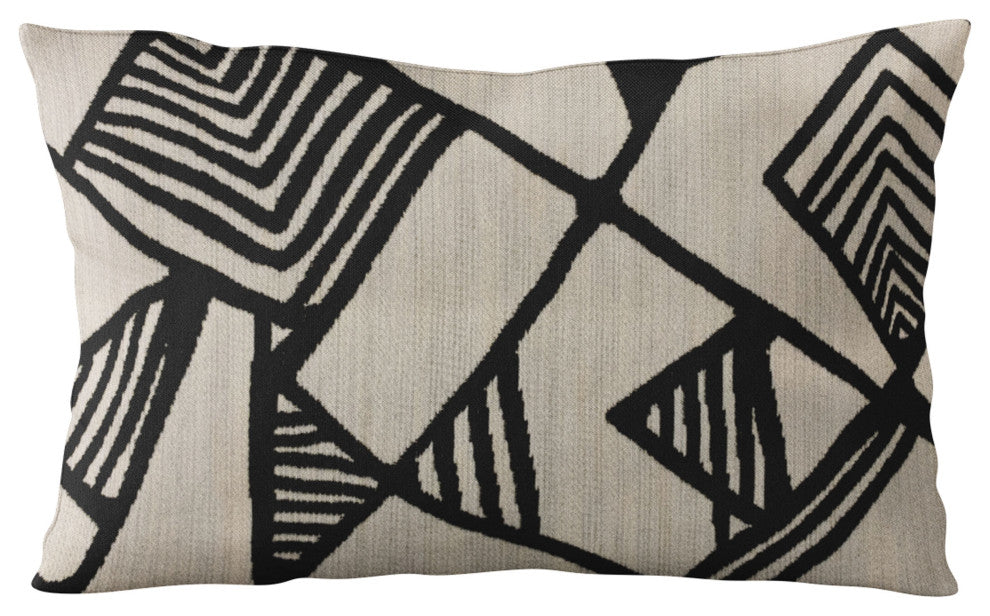 Plutus Black Beige Architecture Geometric Luxury Throw Pillow, 20"x20"