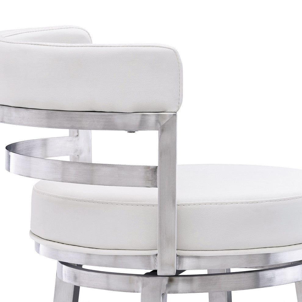 Madrid Swivel Stool, White, 30"