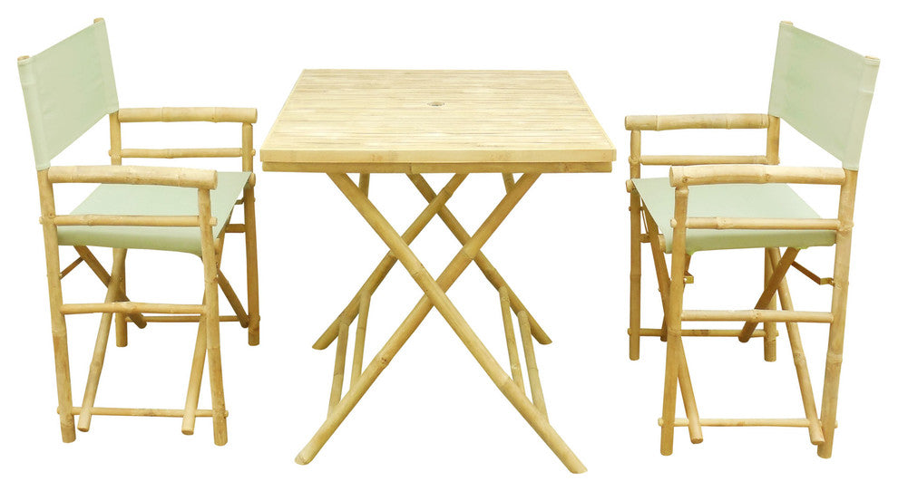 Square Table Set With 2 Director Canvas Chairs, Celadon