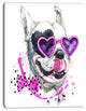 Funny Dog with Heart Glasses, Animal Canvas Wall Art, 12"x20"