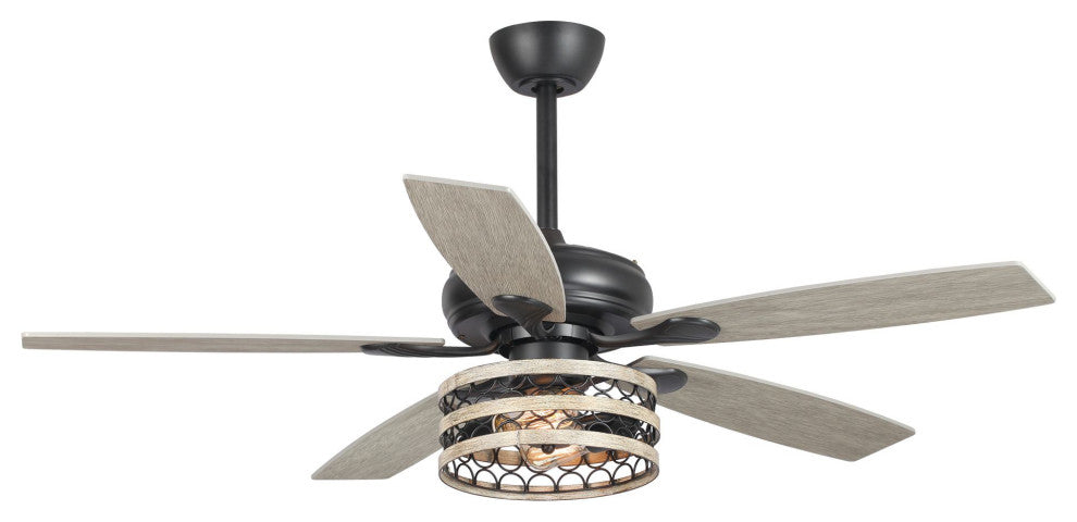 52 in Rustic Remote Control Ceiling fan in Matte Black