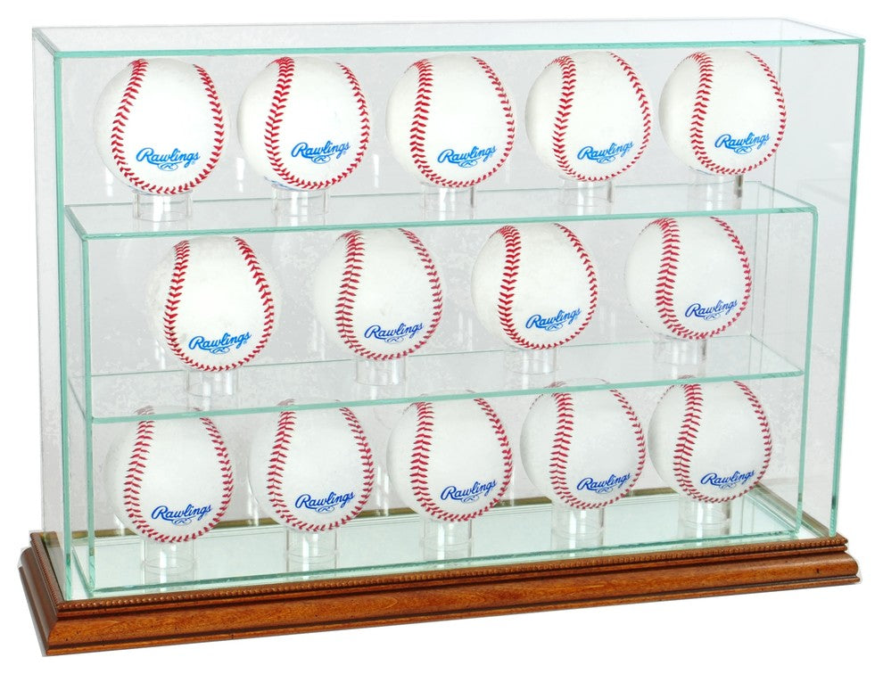 14 Baseball Upright Display Case, Walnut