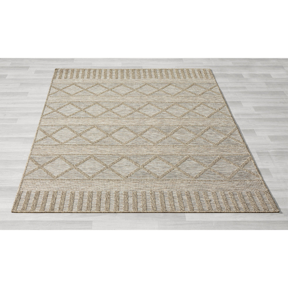 Paolo Contemporary Diamond Brown Indoor Outdoor Area Rug, 5' x 7'