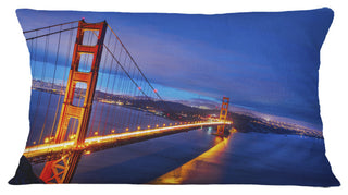 Golden Gate in Blue Background Sea Bridge Throw Pillow, 12"x20"