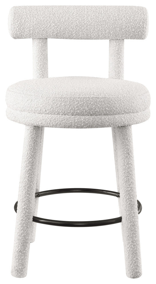 Parlor Black Boucle Fabric Stool, Set of 2, Cream