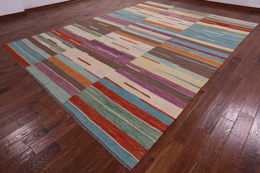 Kilim Flat Weave Wool On Wool Rug 9' 11" X 13' 6" - Q12590