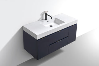 Bliss 48" Wall Mount Bathroom Vanity, Blue