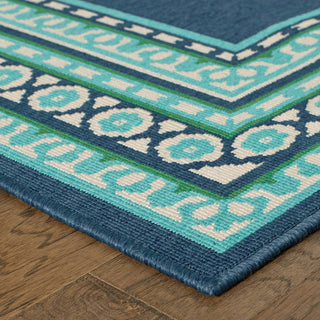 Oriental Weavers Meridian Navy/Green Border Indoor/Outdoor Rug 8'6"X13'