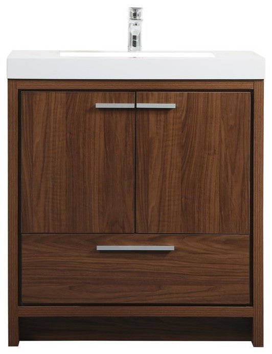 Walker 30" Single Bathroom Vanity, Walnut