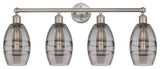Edison-Vaz 4-Light 33" Bath Vanity Light, Brushed Satin Nickel, Light Smoke
