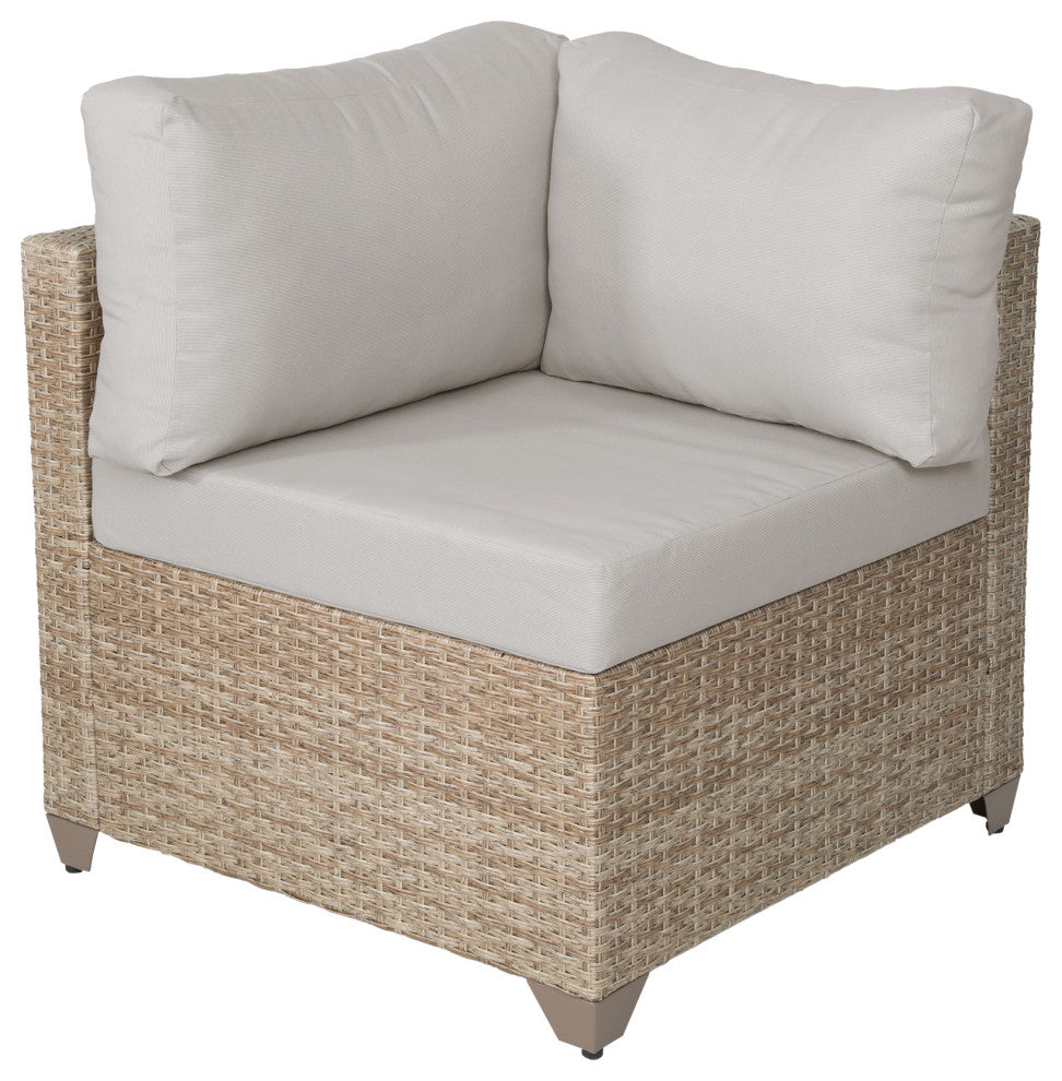 Maui 5-Piece Outdoor Modular Conversation Set, Natural Aged Wicker, Hazel