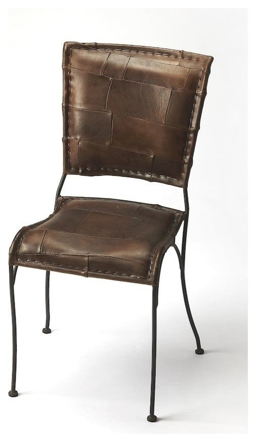 Butler Maverick Iron and Leather Side Chair, Dark Brown