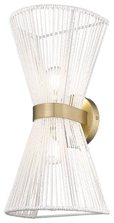 Avon 2-Light Wall Sconce, Brushed Champagne Bronze With Bleached White Raphia Rope Shade