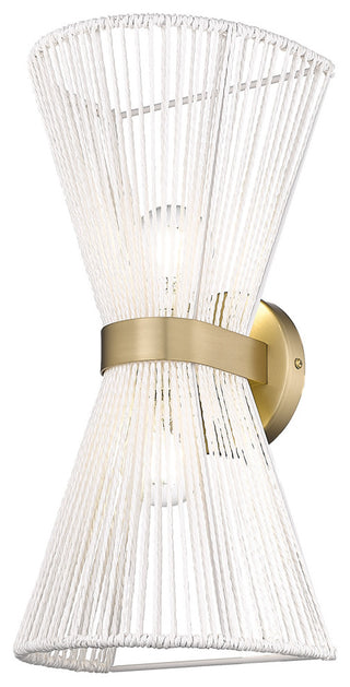 Avon 2-Light Wall Sconce, Brushed Champagne Bronze With Bleached White Raphia Rope Shade