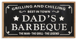 31.5" Wood Engraved Black Wall Sign, Dad's Barbeque