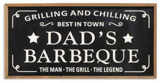 31.5" Wood Engraved Black Wall Sign, Dad's Barbeque