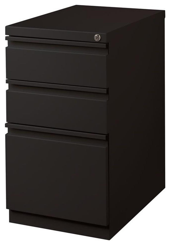 Hirsh 23-in Deep Mobile Metal Pedestal 3-Drawer Box/Box/File Black