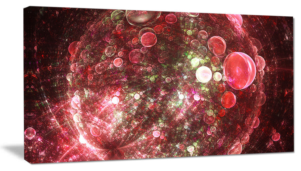 Red Spherical Planet Bubbles, Abstract Canvas Art Print, 40x20