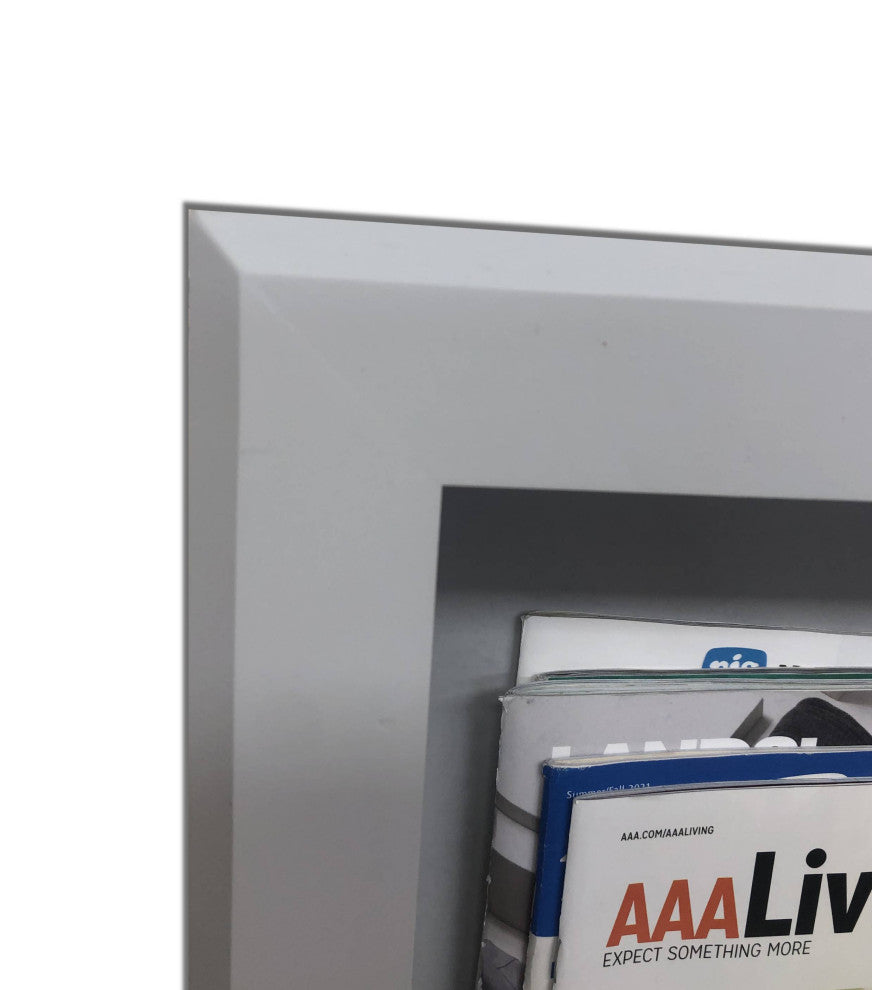 Montclair Recessed Magazine Rack, Primed Gray