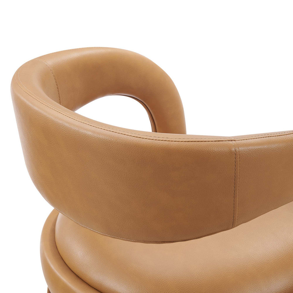 Pinnacle Vegan Leather Counter StoolSet of 2, Tan Silver