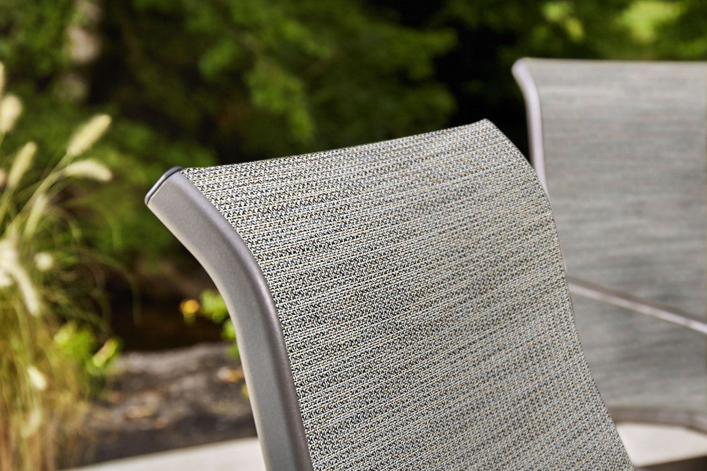 Aspen Sling High Back Swivel Balcony Stool, Weathered Teak