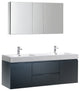 Valencia 60" Dark Slate Gray Wall Hung Double Sink Vanity, Faucet FFT3811CH