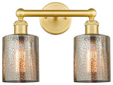 Edison Cobbleskill 2-Light 14" Vanity Light, Satin Gold Finish, Mercury Shade