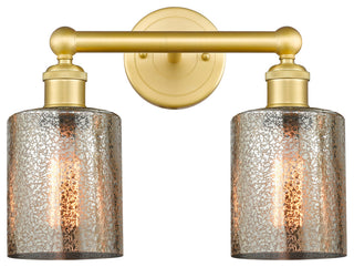 Edison Cobbleskill 2-Light 14" Vanity Light, Satin Gold Finish, Mercury Shade