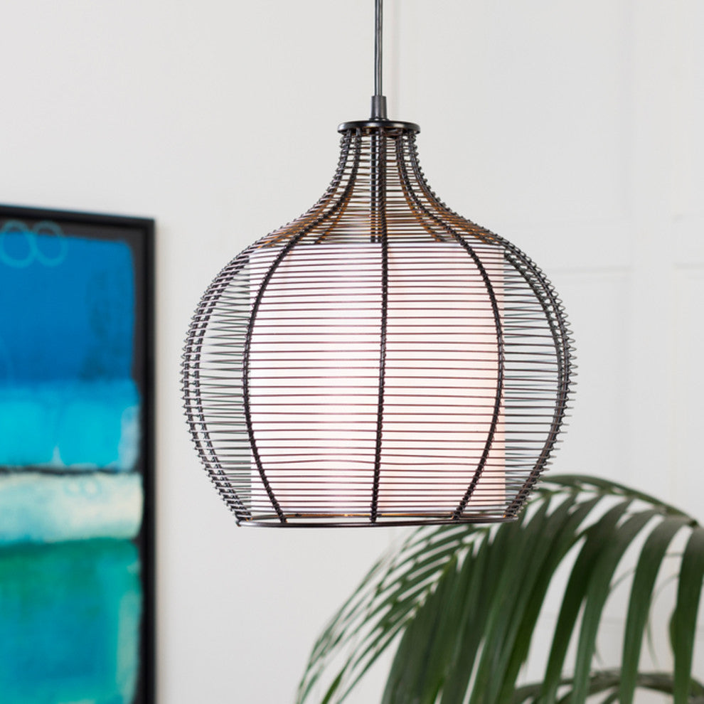 Quinton Transitional Black 12"x12"x13" Pendant Light Fixture