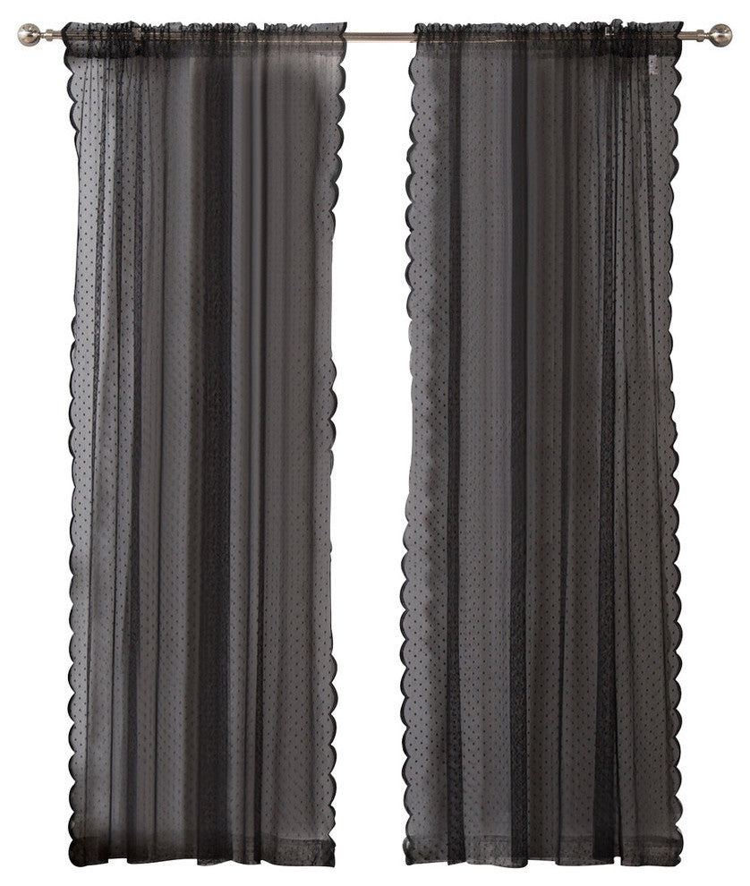 Jacquard Sheer Lace Dotted Curtain Pair