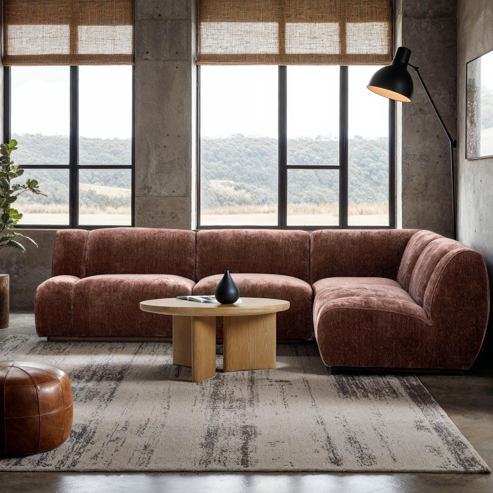 Sterling 4-Piece Armless Sectional Sofa, Brown