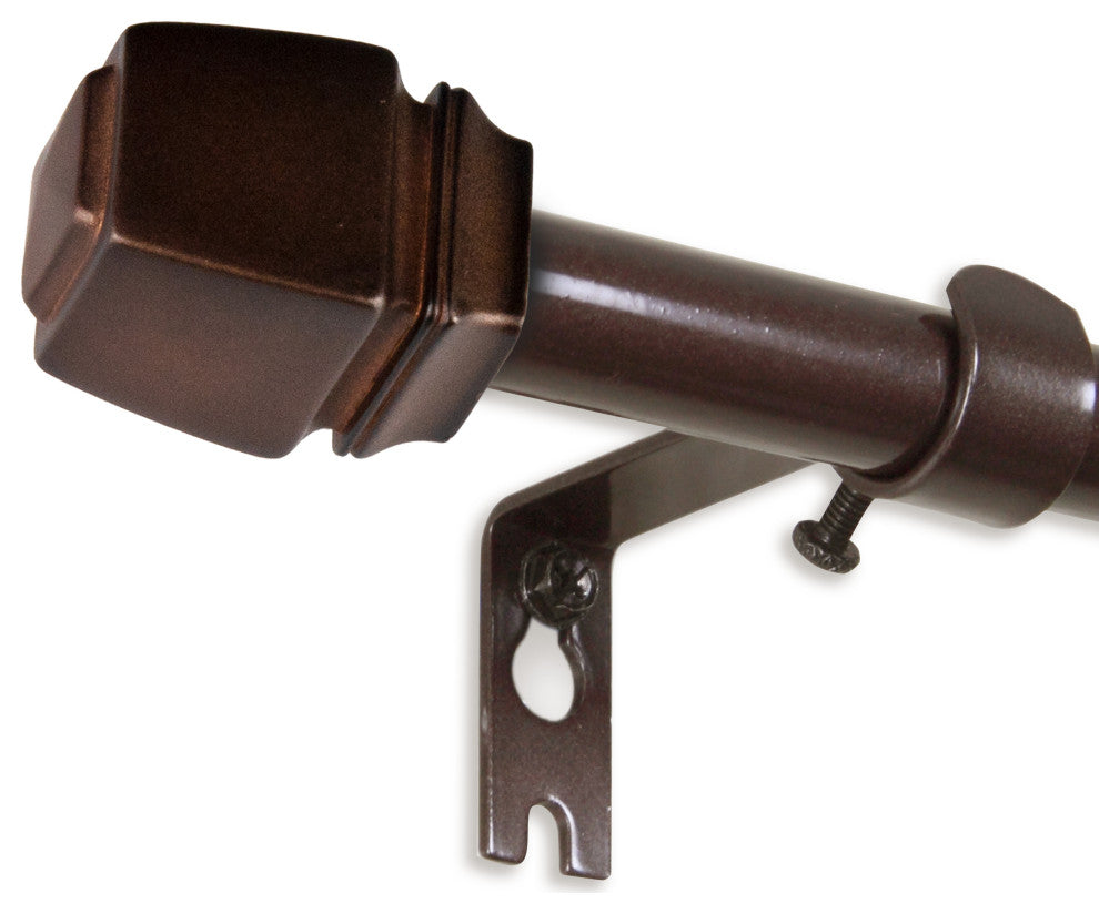 Nona 5/8" Curtain Rod, Cocoa, 28-48"