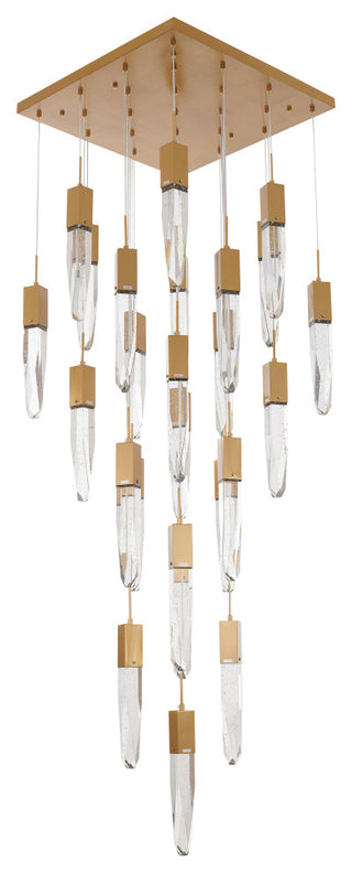 Black Multi-Tiered Linear Chandelier with Crystal Accents, Gold